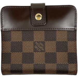 Louis Vuitton Compact Zip Bi fold Wallet Compartment Damier Brown